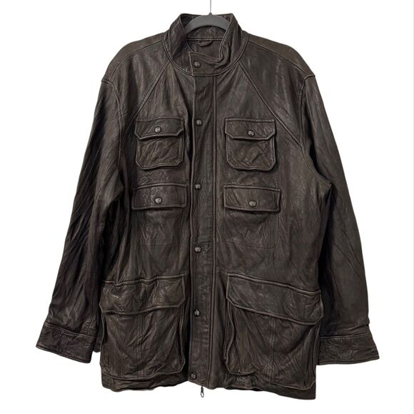 Agave Mens Vintage Style Technical Field Leather Jacket Large Grunge Utilitarian - Picture 1 of 4